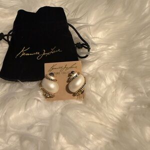 Kenneth Jay Lane Gold and White Earrings
